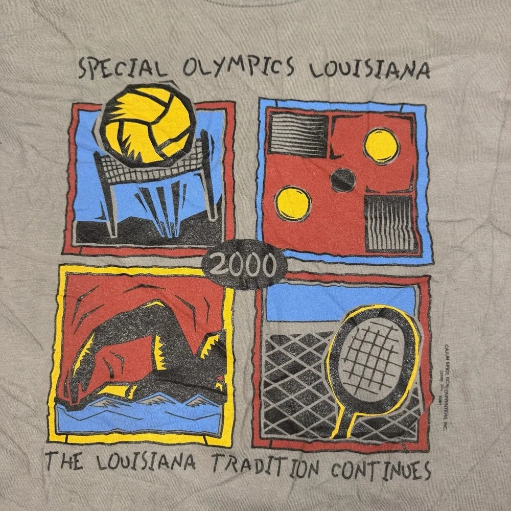 Vintage Louisiana Special Olympics 2000 Gray Adult Size Medium Athletic